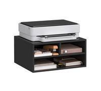 WOLTU Estanteria Oficina, Archivador 3 Compartimentos, Organizador Escritorio de 2 Niveles, Soporte Impresora, Mueble Oficina, Madera, 47x40x22,5cm,Negro, ASK15sz