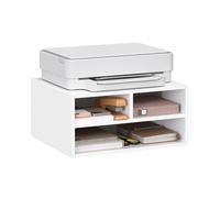 WOLTU Estanteria Oficina, Archivador 3 Compartimentos, Organizador Escritorio de 2 Niveles, Soporte Impresora, Mueble Oficina, Madera, 47x40x22,5cm, Blanco,AKS15ws