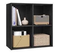 WOLTU Estantería para Libros con 4 Compartimentos Abiertos, Mueble para Exposición y Decoración, Estanteria Negro de Cubos para Oficina, Estudio Juvenil y Salón, 59,6x29x59,9 cm
