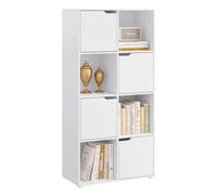 WOLTU Estanteria para Libros de 8 Cubos, Libreria de Cubos de Almacenamiento con Puertas, para Estudio, Dormitorio y Salon, Biblioteca Blanca, 60x30x120 cm, SK039ws