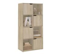 WOLTU Estanteria para Libros de 8 Cubos, Libreria de Cubos de Almacenamiento con Puertas, para Estudio, Dormitorio y Salon, Roble Claro, 60x30x120 cm, SK039hei