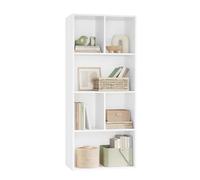 WOLTU Estantería para Libros de Exposición, Estantes de Piso o Pared de MDF Blanco para Oficina, 6 Compartimentos, 50x29x121cm SK005ws