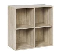WOLTU Estantería para Libros, para Exposición y Decoración | con 4 Compartimentos Abiertos, Estanteria de Cubos, para Oficina, Estudio Juvenil y Salón, 60x29,5x60 cm cm, Roble Claro