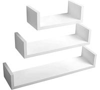 WOLTU Estantería para Pared Estantes flotantes Libros CDs Estante Colgante de Madera, Juego de 3 RG9311ws