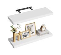 WOLTU Estanteria Pared, Estante Flotante, Juego de 2 Estante Pared de Madera de MDF, para salón, Cocina, Pasillo, Blanco, RG9369ws-2
