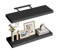 WOLTU Estanteria Pared Flotante, Juego de 2 Estante de Madera de MDF, para Salón, Cocina, Pasillo, Negro RG9369sz-2