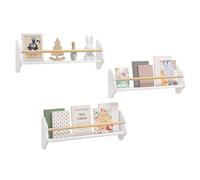 WOLTU Estanterias de Pared para Libros Infantiles, Juego de 3 Estantes Montados en Pared, Encantadora Forma Nube, Librerias Montessori para Habitación Infantil y Jardin Infancia, Blanco