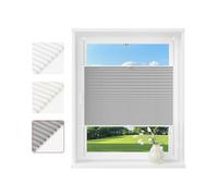 WOLTU Estor Cortina Plisada Enrollable sin Taladrar, 120x130 cm, Gris | Protección Solar, Protección Privacidad, Tejidos con Pliegues, para Ventanas y Puertas