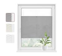 WOLTU Estor Cortina Plisada sin Taladrar, Cortina Enrollable Plisado para Puerta y Ventana, Persianas Protección de la Intimidad Solar UV, 70x130cm Gris