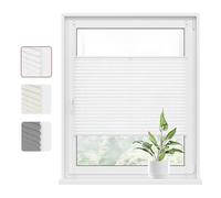 WOLTU Estor Cortina Plisada sin Taladrar, Cortina Enrollable Plisado para Puerta y Ventana, Persianas Protección de la Intimidad Solar UV, 105x130cm Blanco