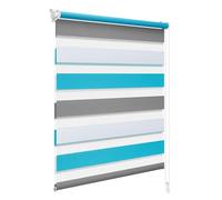 WOLTU Estor Enrollable de Doble Capa Noche y Día sin Taladrar, Fijación con Pinza, Estor Translúcido y Oscurecido para Puertas y Ventanas Persiana con Cadena, 90 x 150 cm, Blanco+Turques Gris