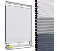 WOLTU Estor Persiana Plisada, Estor sin Taladrar Panal de Abeja, Cortina Enrollable Opaca, Persiana Térmica Blackout, Protección Solar, Estores Modernos para Ventanas, 90x120 cm, Blanco-Blanco