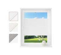 WOLTU Estor Persiana Plisada sin Taladrar, Cortina Enrollable Plisado para Ventanas y Puertas, Protección Visual Solar UV, Tejidos con Pliegues 70x100cm Blanco