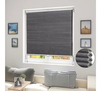 WOLTU Estor Plisado alveolar sin taladrar Klemmfix Doble Plisado Blackout Thermo Bicolor Blanco-Gris Oscuro 65x200 cm Estor Plisado 100% Opaco, Estor Plisado protección Solar para Ventanas y Puertas