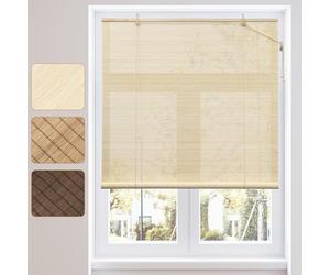 WOLTU Estores de Bambú, Persianas Enrollables para Exterior e Interior, Cortina de Bambú Natural, Estor Transpirable de Puertas o Ventanas, Protección Solar y Privacidad, Natural, 60x220 cm