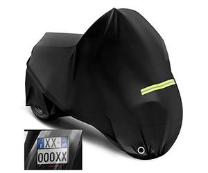 WOLTU Funda Moto de Tela Oxford 210D, Cubierta para Moto Impermeable, Protección contra UV, Viento y Lluvia, con Agujeros de Candado, Dobladillo Elástico y Hebilla, 245x105x125cm Negro