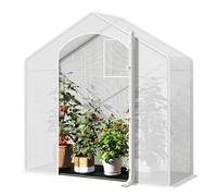 WOLTU Invernadero Jardín Tipi, Puerta de Cremallera, Blanco, 200x80x200cm | Base Tela PE Negra; Estructura de Acero; Tomates/Verduras; Plantas; Flores