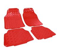 WOLTU Juego Alfombrillas para Coche Universales PVC Alfombra para Moqueta para Vehículo, Antiparaslizantes 4 Piezas Rojo