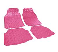 WOLTU Juego Alfombrillas para Coche Universales PVC Alfombra para Moqueta para Vehículo, Antiparaslizantes 4 Piezas Rosa