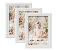 WOLTU Juego de 10 Marcos de Fotos de Madera Maciza 10x15cm, Marcos de Foto para Pared o Mesa, Marco de Póster en Vertical y Horizontal para Decoracion, Blanco
