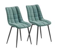 WOLTU Juego de 2 Sillas Comedor Cocina, Terciopelo Patas Metálicas, Carga 150kg, Asiento Antideslizante Cómodo, Uso Hogar Comedor Salón Dormitorio,Turquesa