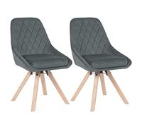 WOLTU Juego de 2 Sillas de Comedor Giratorias,Terciopelo,Gris Oscuro | Ergonomicas,para Dormitorio y Salon,Patas de Madera Maciza