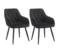 WOLTU Juego de 2 Sillas de Comedor,Terciopelo,Negro