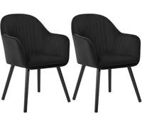 WOLTU Juego de 2 Sillas de Comedor y Cocina con Respaldo Mediano,cojín Doble de Terciopelo y Patas de Estructura de Madera,adecuadas para salón y Dormitorio,Negro