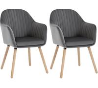 WOLTU Juego de 2 Sillas de Comedor y Cocina con Respaldo Mediano,cojín Doble de Terciopelo y Patas de Estructura de Madera,adecuadas para salón y Dormitorio,Gris Oscuro