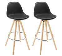 WOLTU Juego de 2 Taburete de Bar, Taburete Cocina con Respaldo y Reposapiés, para Cocina, Bar, Cuero Sintético, Schwarz