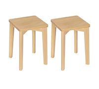 WOLTU Juego de 2 Taburete de Comedor,Madera Maciza,Natural | Tocador Cuadrado Resistente, Taburete Bajo para Cocina, Comedor, Dormitorio, Pasillo