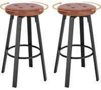 WOLTU Juego de 2 Taburetes Bar con Asiento Giratorio, Taburete Alto Cocina con Reposapiés para Comedor, Piel Sintetica, Marrón