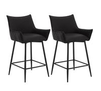WOLTU Juego de 2 Taburetes de Bar con Respaldo Asiento PU, Antracita | para Comedor, Salón y Cafetería