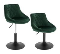 WOLTU Juego de 2 Taburetes Giratorios de Bar, Taburetes Altos Cocina com Respaldo, para Comedor Barra Cocina y Bar, Terciopelo, Verde Oscuro