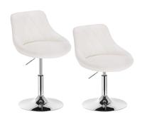 WOLTU Juego de 2 Taburetes Giratorios de Bar, Taburetes Altos Cocina com Respaldo, para Comedor Barra Cocina y Bar, Piel Sintética, Blanco