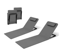 WOLTU Juego de 2 Tumbonas de Playa Plegable, Tumbonas on Respaldo Inclinable en 3 Niveles, con Reposacabezas y Bolsa de Almacenamiento, 48x132x54 cm, Gris Oscuro