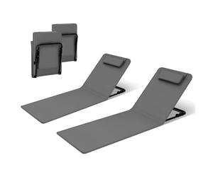 WOLTU Juego de 2 Tumbonas de Playa Plegable, Tumbonas on Respaldo Inclinable en 3 Niveles, con Reposacabezas y Bolsa de Almacenamiento, 48x132x54 cm, Gris Oscuro