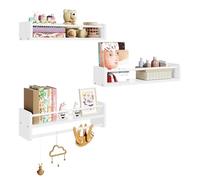 WOLTU Juego de 3 Estantes de Pared de Madera Infantil, 50cm Librería Infantil Específica, Estante Flotante de Madera Maciza, Adecuado para Habitaciones Infantiles y Guarderías, Blanco