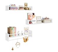 WOLTU Juego de 3 Estantes de Pared de Madera Infantil, 60cm Librería Infantil Específica, Estante Flotante de Madera Maciza, Adecuado para Habitaciones Infantiles y Guarderías, Blanco