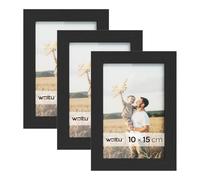 WOLTU Juego de 3 Marco de Fotos Madera 10x15cm, Marco Fotos para Pared y Mesa, Marcos de Fotos Moderno para Colgar en Vertical y Horizontal, Negro