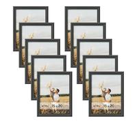 WOLTU Juego de 3 Marcos de Fotos de Madera Maciza 15x20cm, Marcos de Foto para Pared o Mesa, Marco de Póster en Vertical y Horizontal para Decoracion, Negro