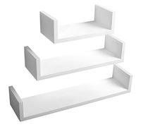 WOLTU Juego de 3 Moderno Estantes de Pared Estantería Baldas Pared CD DVD Estante para Libro Salón Comedor Blanco RG9239ws
