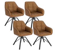 WOLTU Juego de 4 Silla de Comedor Giratoria,Cuero sintético,Marrón Claro