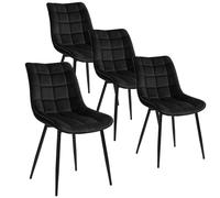 WOLTU Juego de 4 Sillas Comedor,Terciopelo,Negro | Patas Metálicas, Carga 150kg, Asiento Antideslizante Cómodo, Uso Hogar Comedor Salón Dormitorio