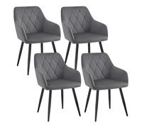 WOLTU Juego de 4 Sillas de Comedor, Respaldo Medio de Terciopelo sillas de Cocina, con Patas metálicas, diseño Moderno, aptas para Dormitorio y salón,Gris Oscuro