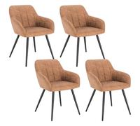WOLTU Juego de 4 Sillas de Comedor,Tela,Marrón