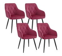 WOLTU Juego de 4 Sillas de Comedor,Terciopelo,Burdeos