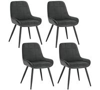 WOLTU Juego de 4 Sillas de Comedor,Terciopelo,Gris Oscuro