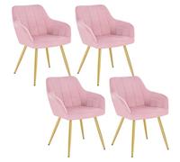 WOLTU Juego de 4 Sillas de Comedor,Terciopelo,Ros Oro