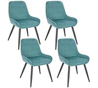WOLTU Juego de 4 Sillas de Comedor,Terciopelo,Turquesa